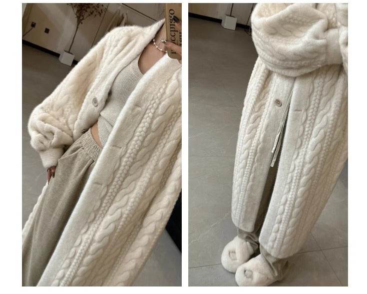 Buycenter Elegant Twist Mink Coat - Faux Fur for Women in Cream & Brown - Buy Center