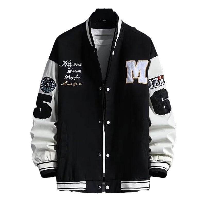 Junior High School Baseball Jacket - Stylish Black & White Hong Kong Design - Buy Center