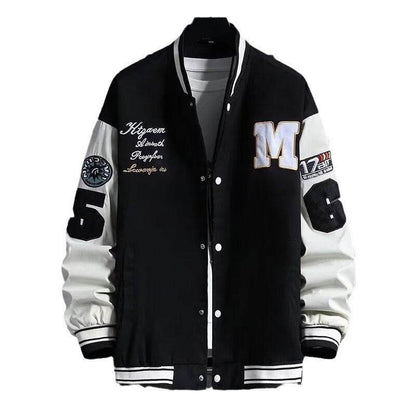 Junior High School Baseball Jacket - Stylish Black & White Hong Kong Design - Buy Center