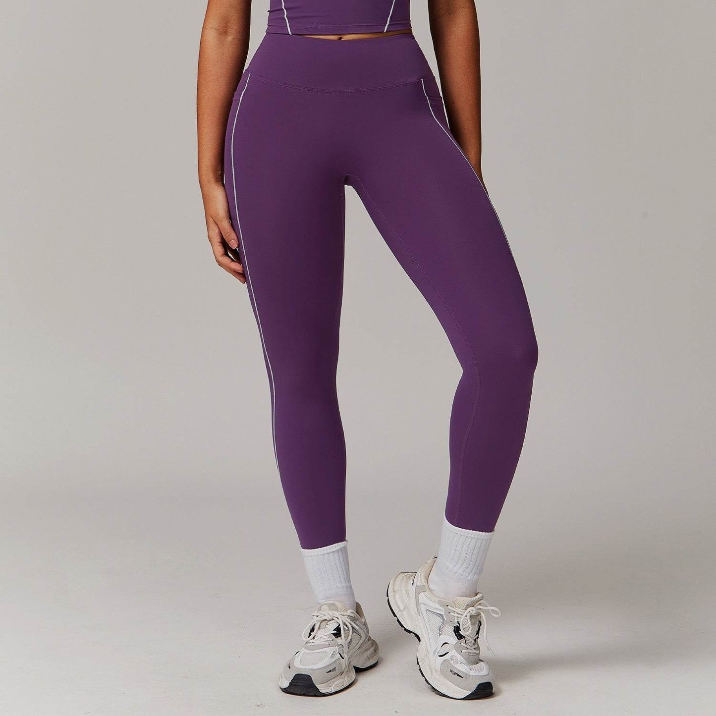 Buycenter High Waist Yoga Pants - Contrast Color, Pocket Design for Women - Buy Center