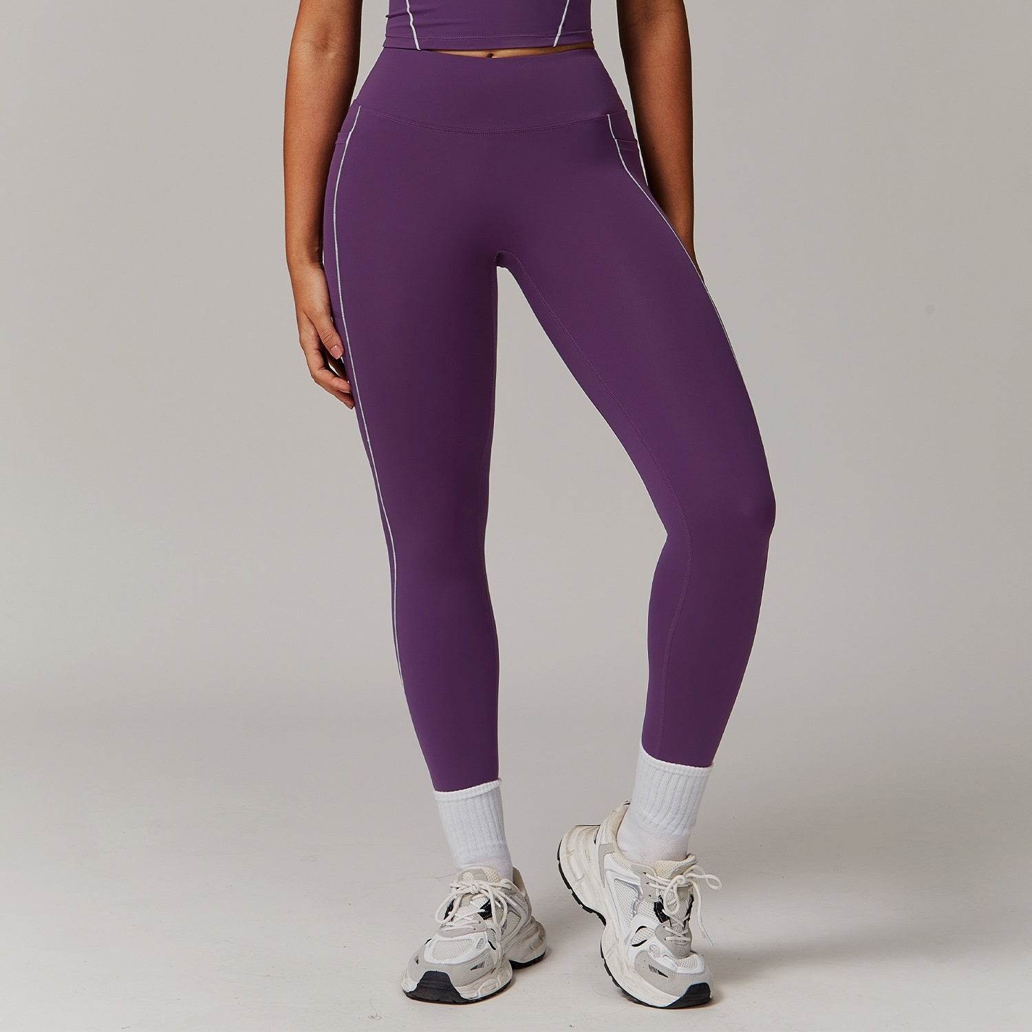 Buycenter High Waist Yoga Pants - Contrast Color, Pocket Design for Women - Buy Center