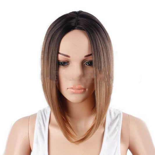 Black Brown Gradient Short Wig Cover - Stylish Ladies' Hair Accessory - Buy Center