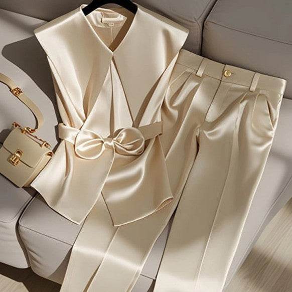 Western Style Champagne Top & Trousers Set - Trendy Fashion for 2025 - Buy Center