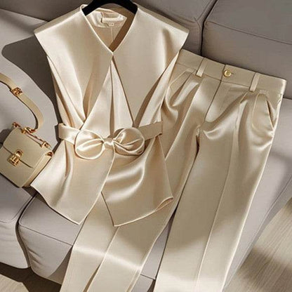 Western Style Champagne Top & Trousers Set - Trendy Fashion for 2025 - Buy Center
