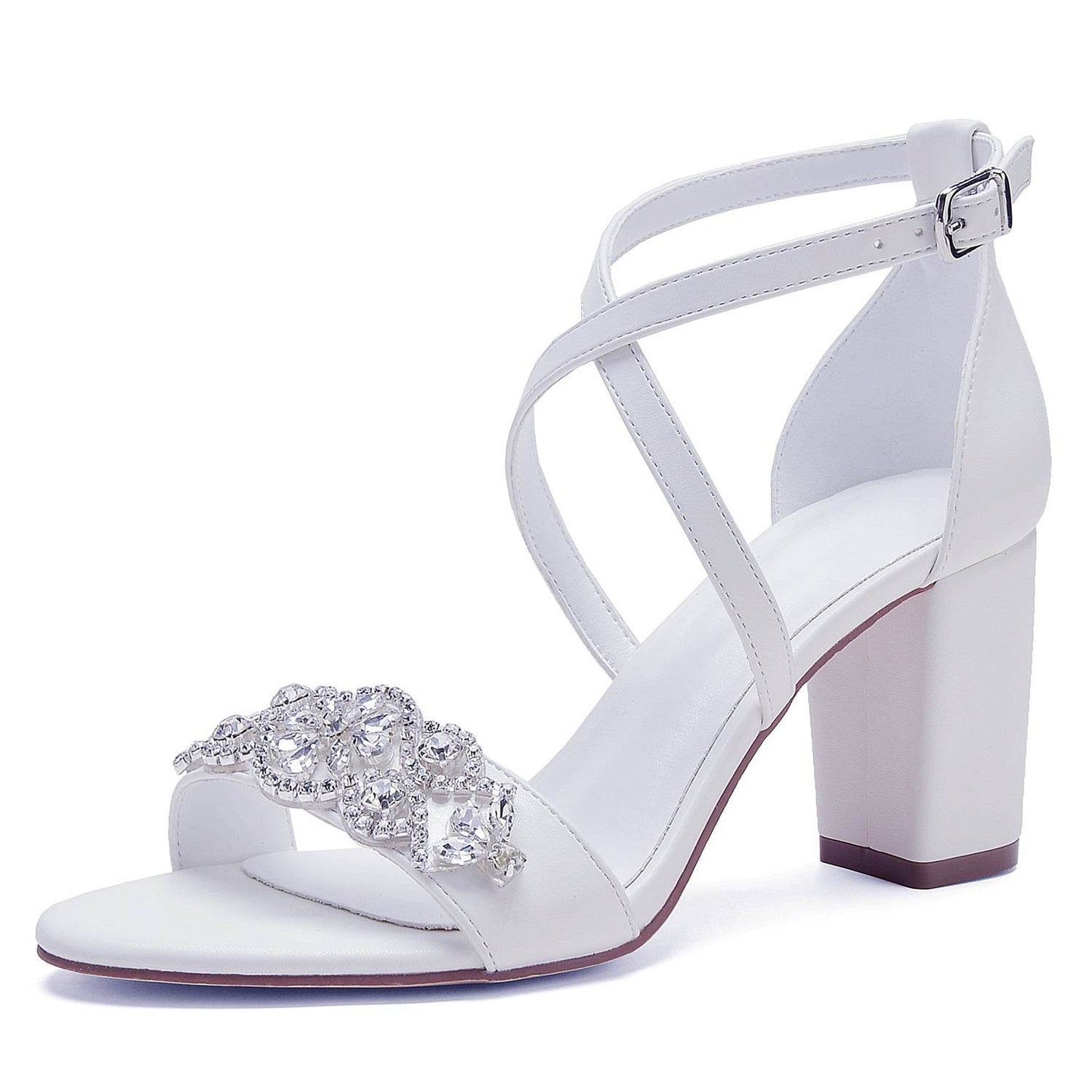 Buycenter Women's Classic White Chunky Heel Pumps - Stylish & Elegant - Buy Center