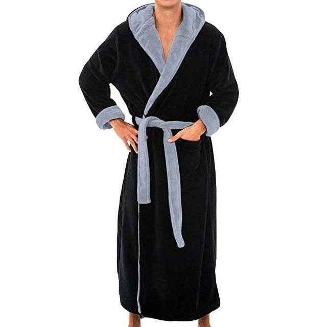 Thick Flannel Hooded Bathrobe for Men - Cozy Cotton Lounge Wear 2025