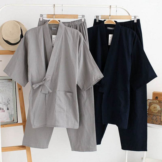 Comfortable Men's Cotton Kimono Pajamas - Breathable & Loose Design - Buy Center