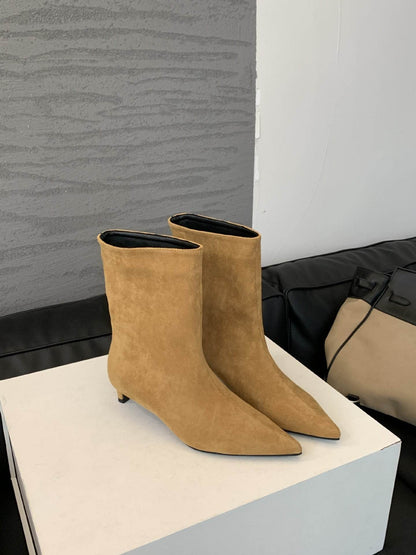 Stylish Low Heel French Retro Ankle Boots - Suede Design for Women - Buy Center