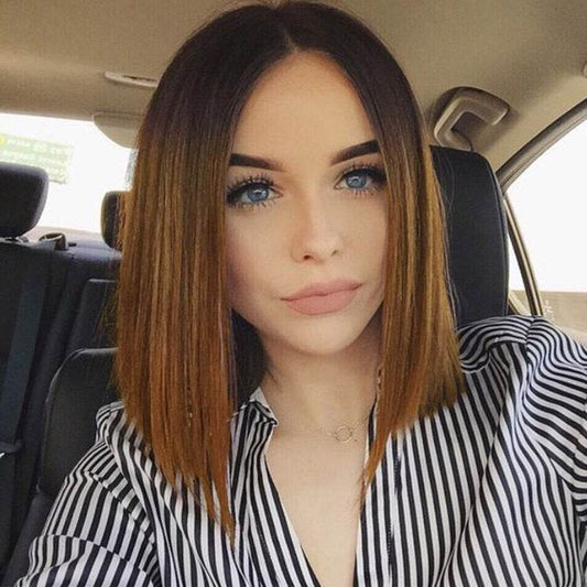 Black Brown Gradient Short Wig Cover - Stylish Ladies' Hair Accessory - Buy Center
