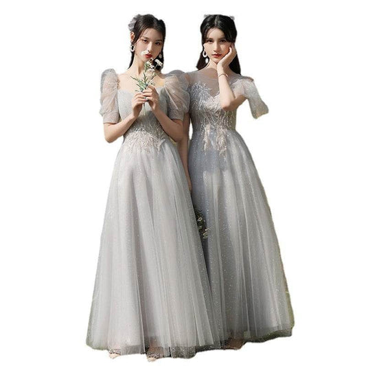 Sisters Gray Slim Fit Dress - Elegant Bridesmaid & Girlfriend Style 2025 - Buy Center