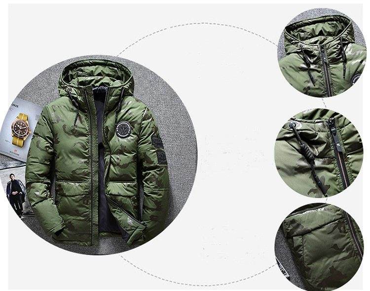 Buycenter Men's Winter Camouflage Jacket - Hooded, Slim Fit & Warm - Buy Center