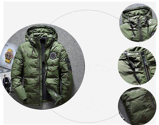 Buycenter Men's Winter Camouflage Jacket - Hooded, Slim Fit & Warm - Buy Center