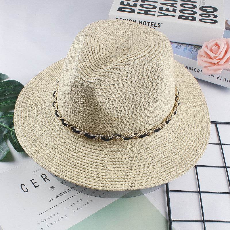 Buycenter Women's Summer Jazz Beach Hat - Stylish Straw Baseball Cap - Buy Center
