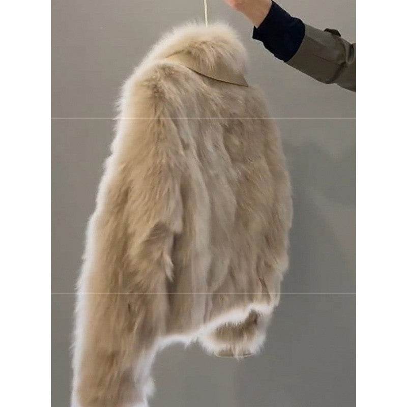 Women's Urban Style Fur Coat - Premium Acrylic Jacket in Gray/Brown - Buy Center