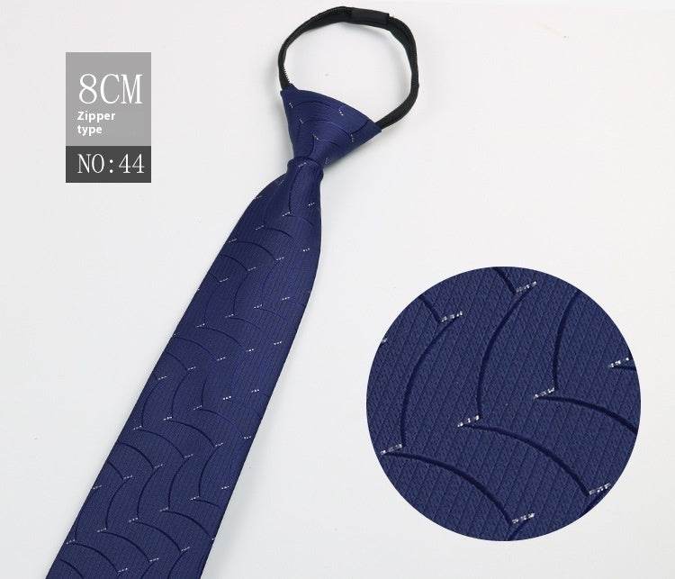 Black Striped Blue Business Tie - Lazy Zip Closure for Easy Wear - Buy Center