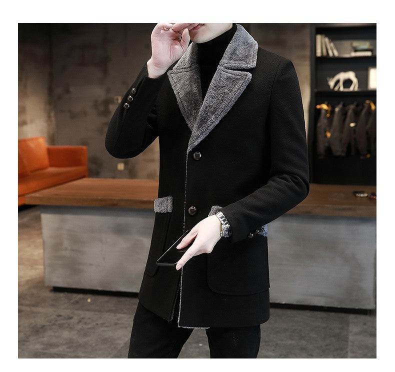 Stylish Fur and Leather Overcoat for Men - Warm Winter Trench Coat - Buy Center