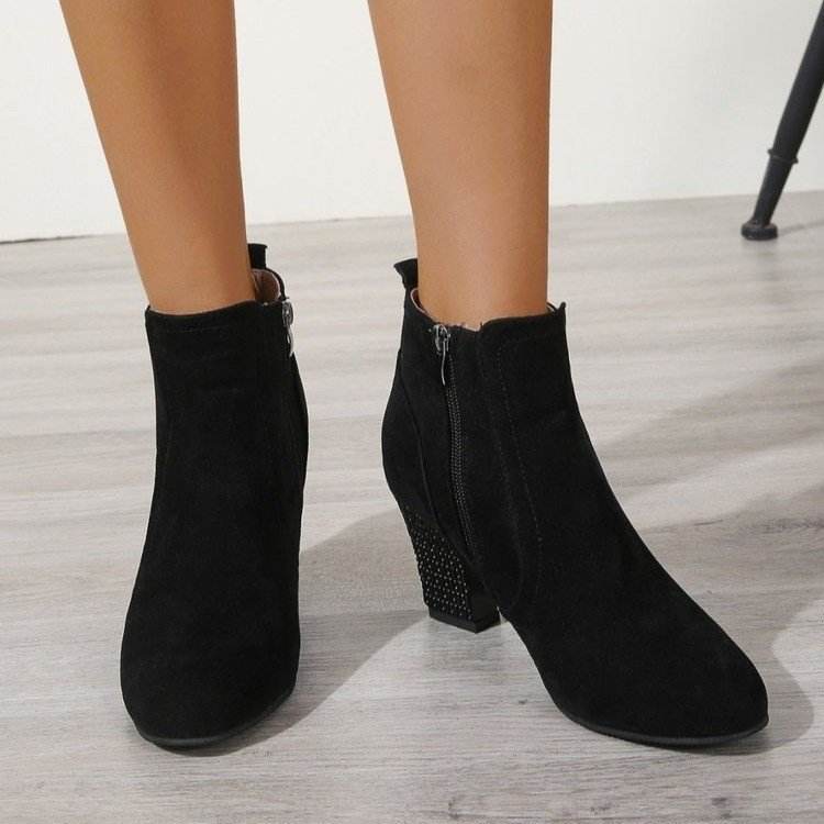 Women's High Heel Suede Leather Martin Boots - Trendy Winter Style 2025 - Buy Center