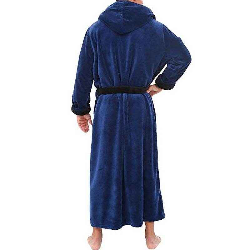 Thick Flannel Hooded Bathrobe for Men - Cozy Cotton Lounge Wear 2025