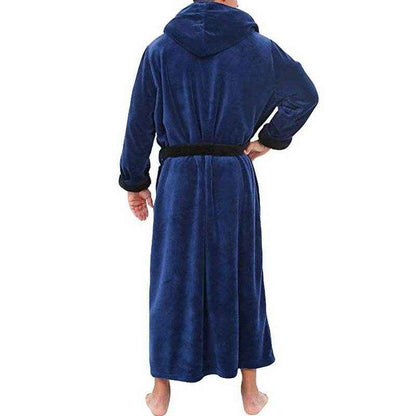 Thick Flannel Hooded Bathrobe for Men - Cozy Cotton Lounge Wear 2025