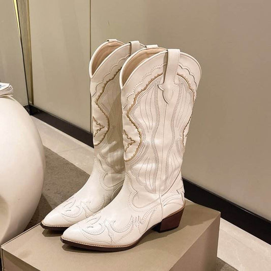 Buycenter Plus Size Cowboy Boots for Women - Pointed Toe, High Heel - Buy Center