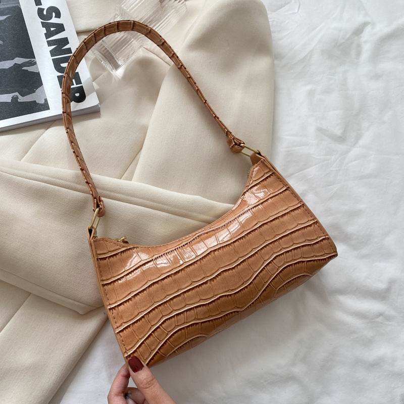 Buycenter Candy Color Shoulder Bag - Embossed Stone Pattern, Soft PU - Buy Center