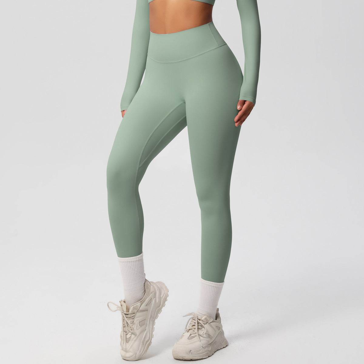High Waist Nude Feel Leggings - Skin-Friendly Sports Tights for Fitness - Buy Center