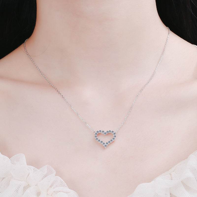 Buycenter Heart Shape Necklace for Women - 925 Silver Moissanite Pendant - Buy Center
