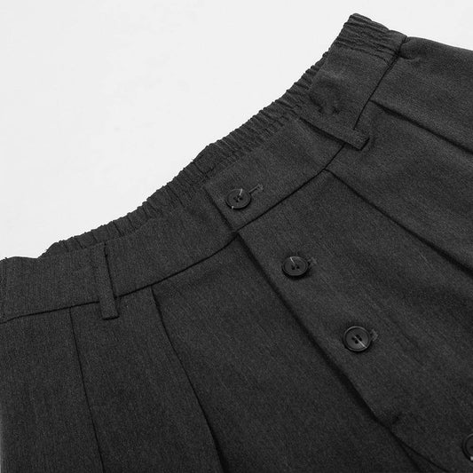 Casual Wide Leg Trousers - Loose Fit Draping Gray Pants for Comfort - Buy Center
