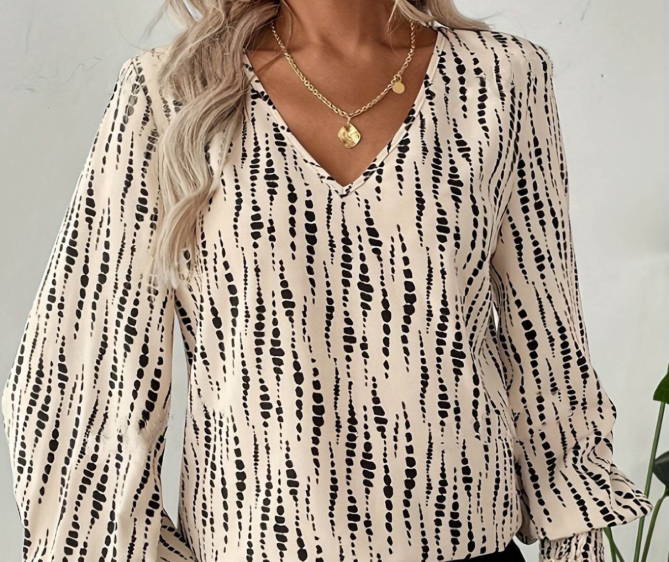 Buycenter Women's V-neck Autumn Shirt - Loose Fit Hipster Style - Buy Center
