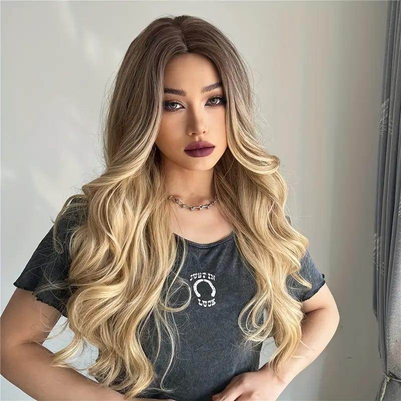 26 Inch Ash Blonde Wig with Bangs - Natural Wavy Hair for Any Occasion - Buy Center