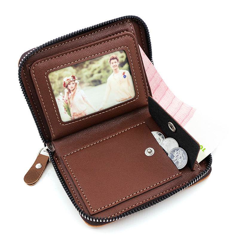 Frosted Men's Short Chain Wallet - Stylish PU Leather Card Holder 2025 - Buy Center