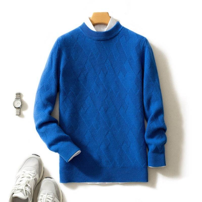 Luxurious Men's Cashmere Sweater - Thick Round Neck, Stylish & Warm - Buy Center