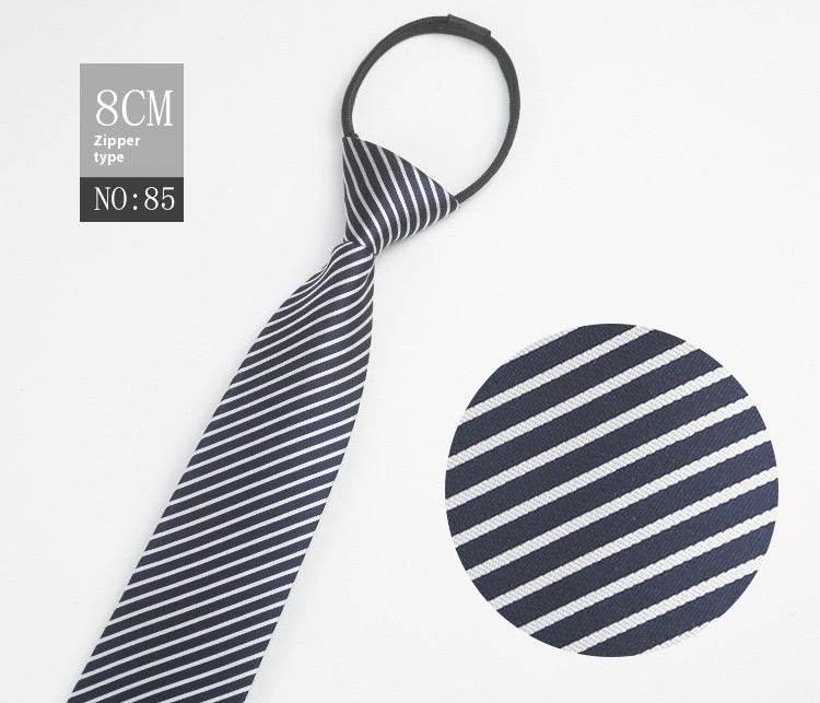Black Striped Blue Business Tie - Lazy Zip Closure for Easy Wear - Buy Center