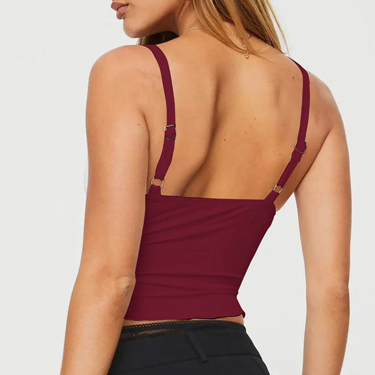 Buycenter Women's Bow Camisole Tank - Slim Fit Backless Top - Buy Center
