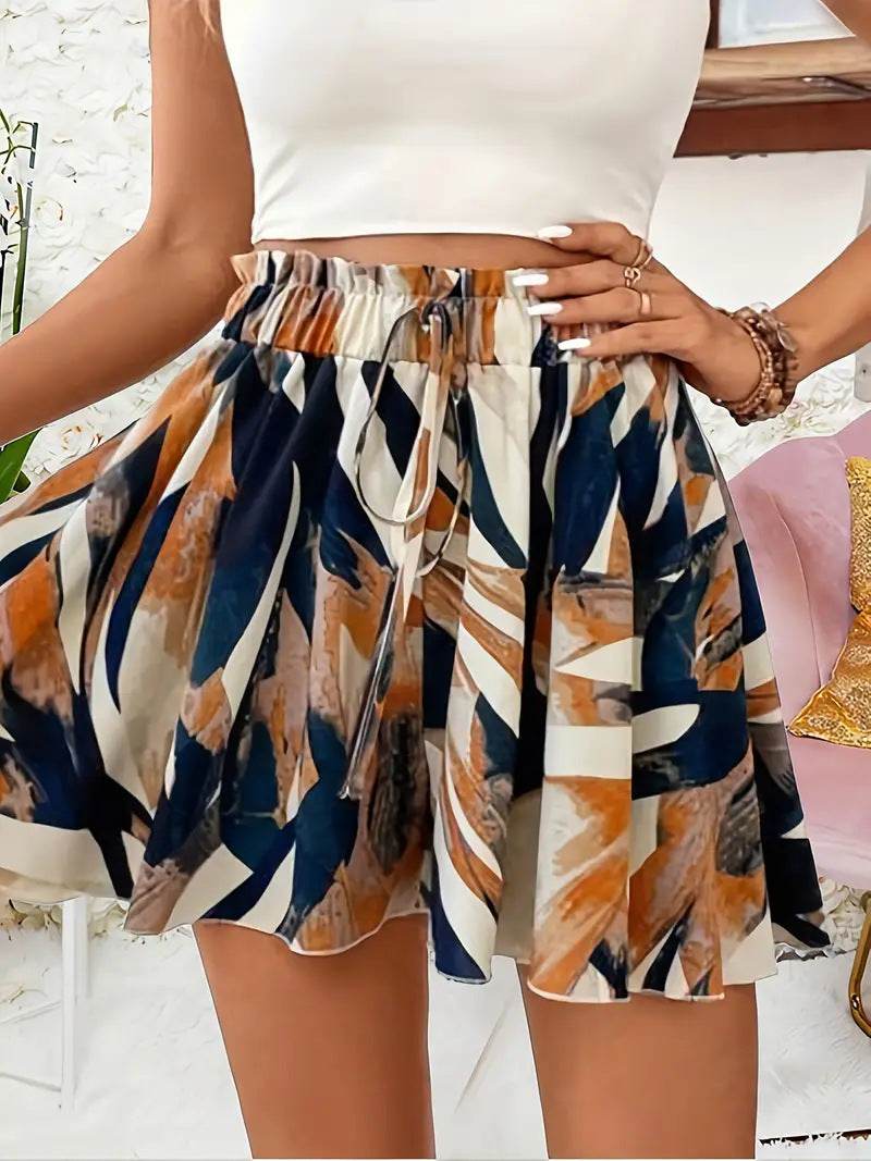 Buycenter Women's Summer Shorts - Elastic Waist, Floral Print, Hot Pants - Buy Center