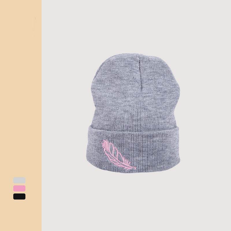 Buycenter Versatile Embroidered Feather Knit Hat - Winter Baseball Cap - Buy Center