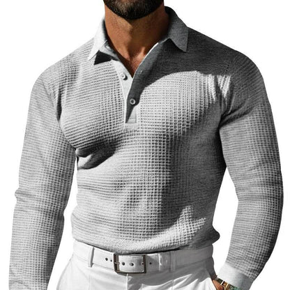 Buycenter Casual Lapel Button T-shirt - Long Sleeve, Multiple Colors Available - Buy Center