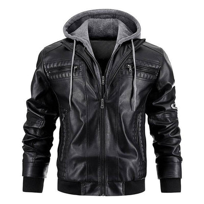 Stylish Hooded Jacket - Men's PU Leather with Zipper Pockets 2025 - Buy Center