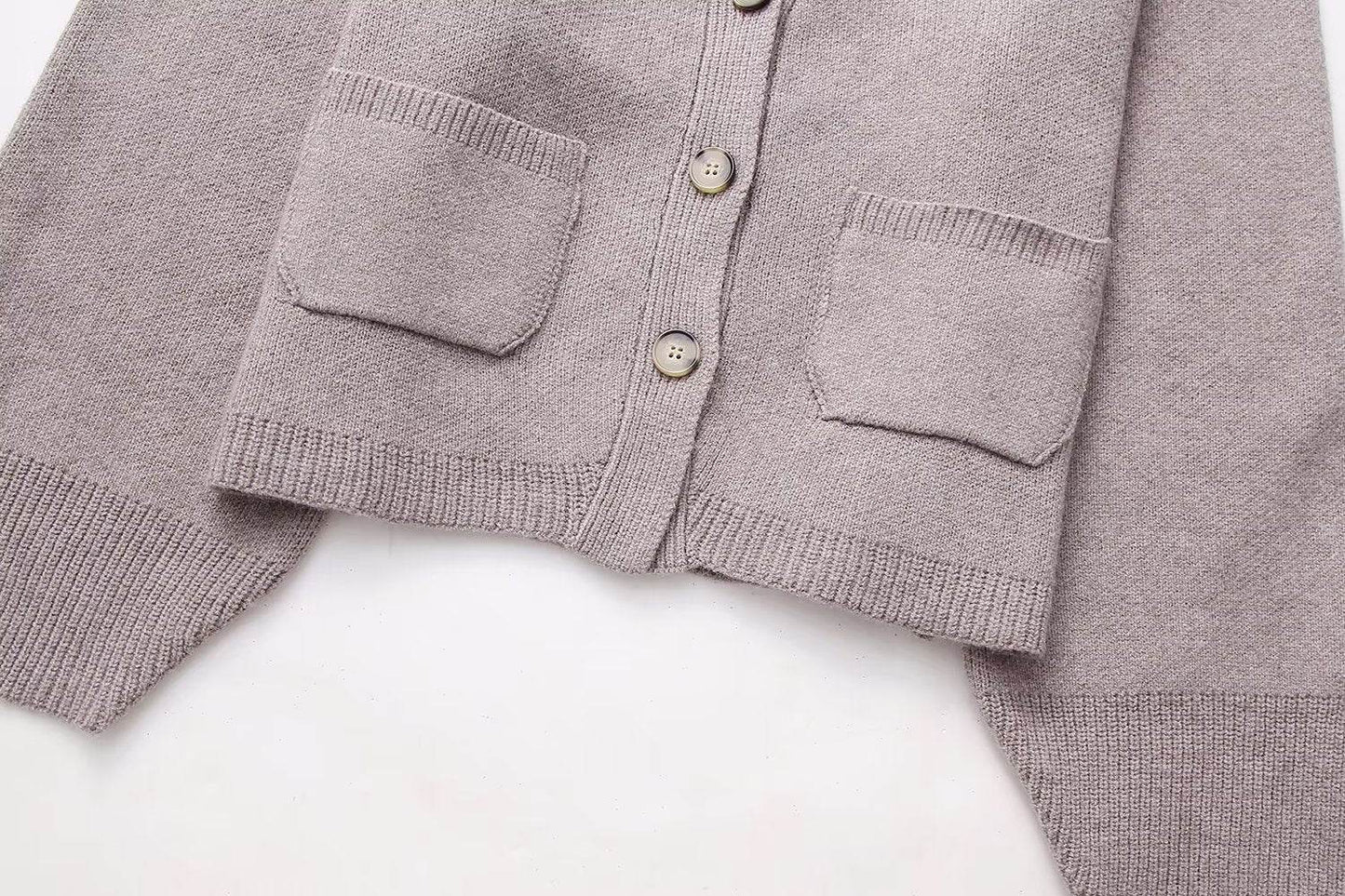 Women's Knitted Jacket - Versatile Khaki Cardigan for Every Occasion - Buy Center