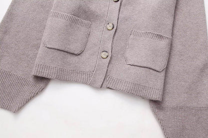 Women's Knitted Jacket - Versatile Khaki Cardigan for Every Occasion - Buy Center
