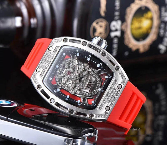 Buycenter Men's Silicone Quartz Watch - Tonneau Shape, Stylish Design - Buy Center