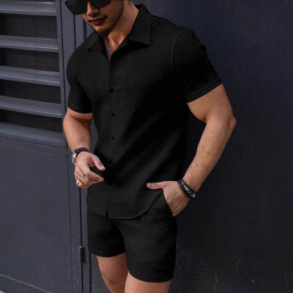 Men's Casual Two-Piece Suit - Summer Short-Sleeved Shirt & Shorts Set - Buy Center
