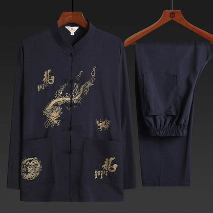 Men's Two-Piece Pajama Set - Comfortable & Stylish for Spring & Autumn - Buy Center