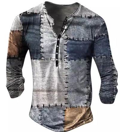 3D Digital Printed Ethnic Pattern Top - Open Placket, Trendy Styles - Buy Center