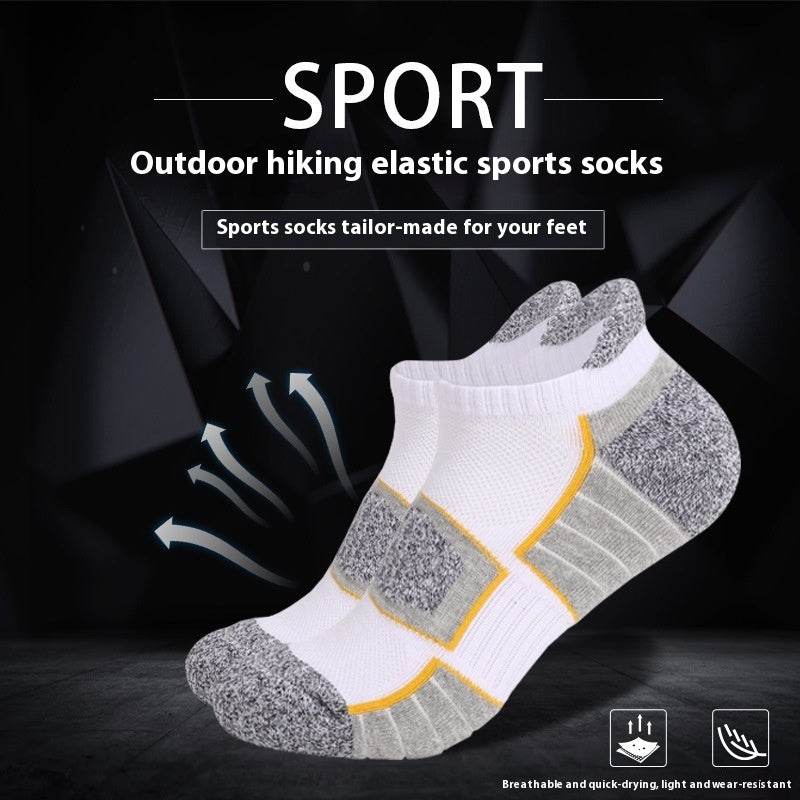 Two Wolves Low-Cut Combed Cotton Socks - Non-Slip Thick Towel Design - Buy Center
