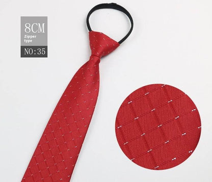 Black Striped Blue Business Tie - Lazy Zip Closure for Easy Wear - Buy Center