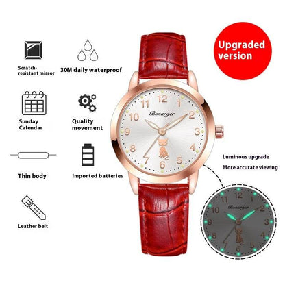 Buycenter Women's Luminous Quartz Watch - Stylish Waterproof Belt Options - Buy Center