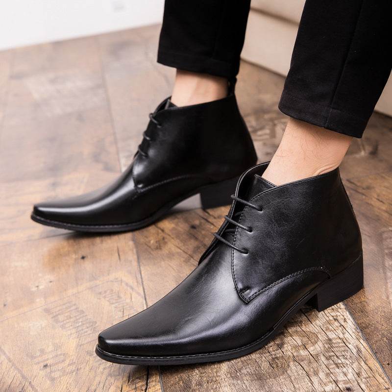 BuyCenter British High-Top Leather Shoes - Pointed Toe, Stylish & Durable - Buy Center