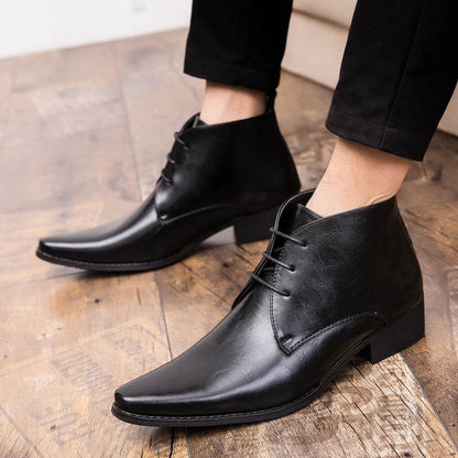 BuyCenter British High-Top Leather Shoes - Pointed Toe, Stylish & Durable - Buy Center