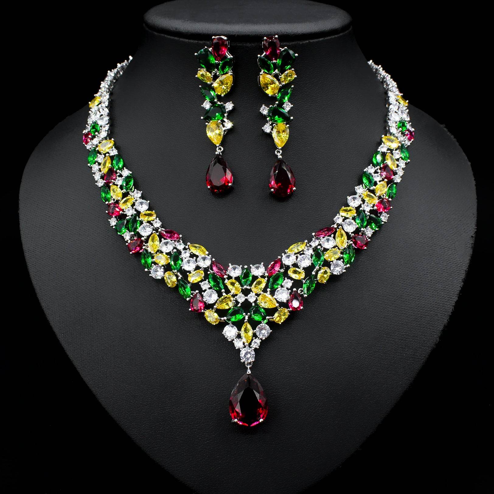 Buycenter Bridal Zircon Necklace & Earrings Set - Love Heart Design - Buy Center